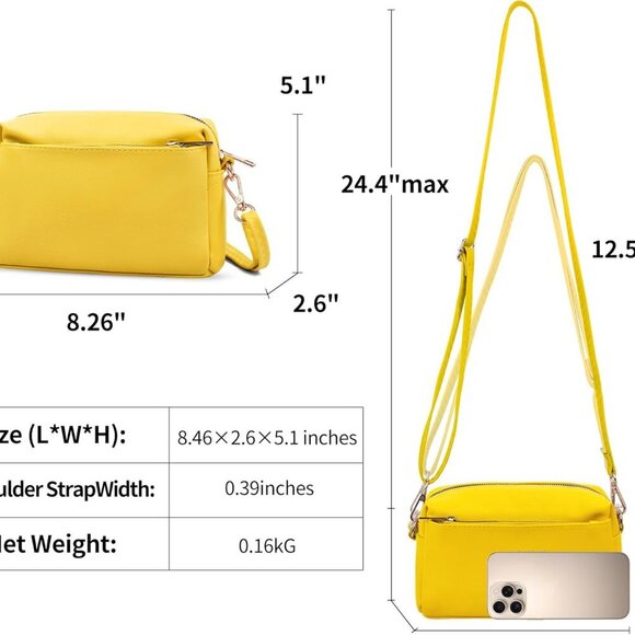 Women’s Small Leather Crossbody Bag with Adjustable Strap and Multiple Pockets - Picture 4 of 7